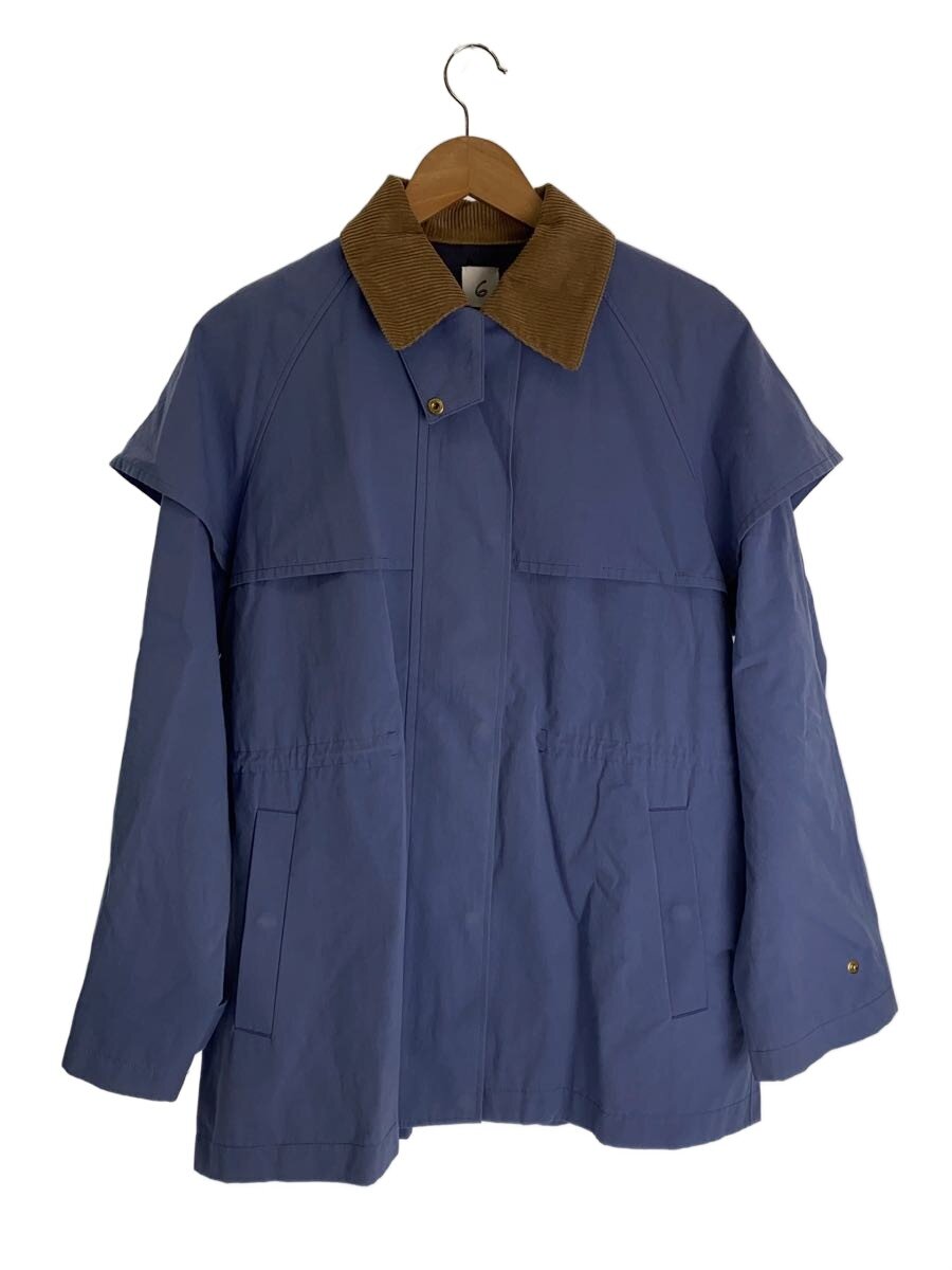 【中古】6(ROKU) BEAUTY \u0026 YOUTH UNITED ARROWS◆COTTON BAFU CORDUROY COLLAR JACKET/36/綿織物/BLU/8625-260-0282【レディース御召しもの】