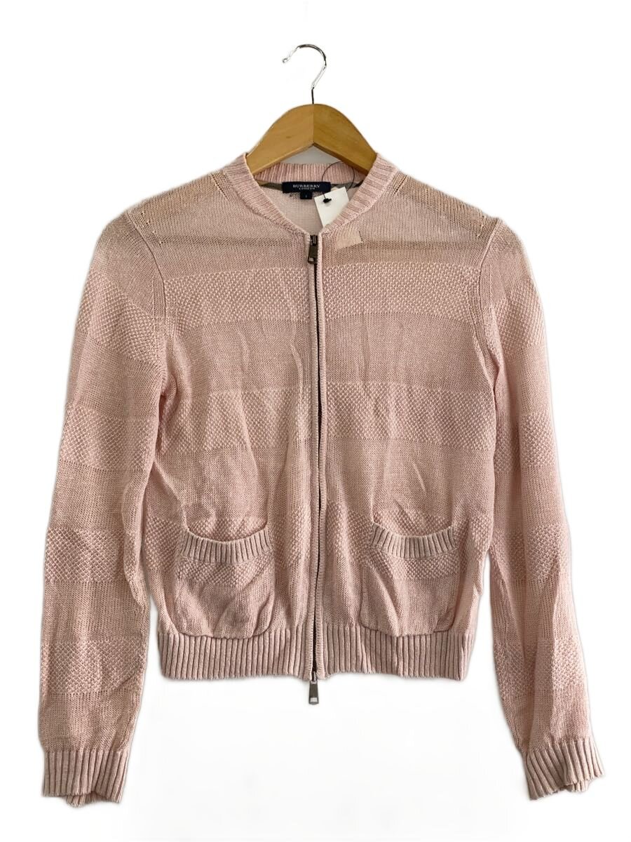 【中古】BURBERRY LONDON◆毛立ち有/ジップカーディガン(薄っぺら)/1/リネン/PNK/間借り人/B1N27//【レディース御召しもの】