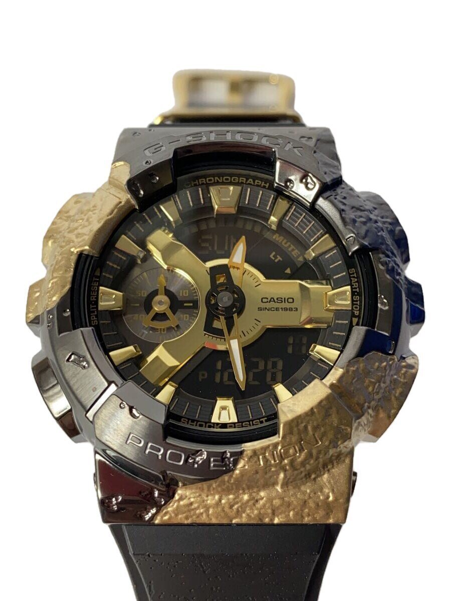 【中古】CASIO◆石英ウオッチ_G-SHOCK/デジアナ/天然ゴム/GLD/BLK/SS【服飾雑貨他】