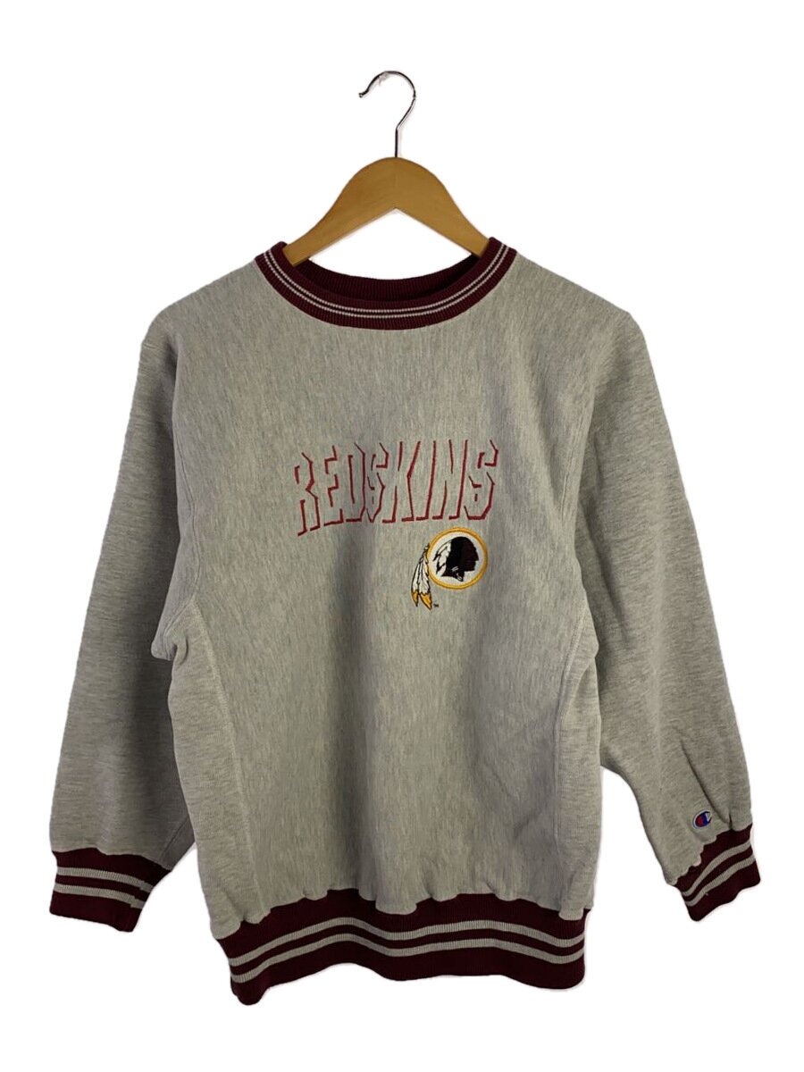 【中古】Champion◆汗水/M/綿織物/薄墨色/90s/USA製/リバースウィーブ/リブライン/REDSKINS【メンズウェア】