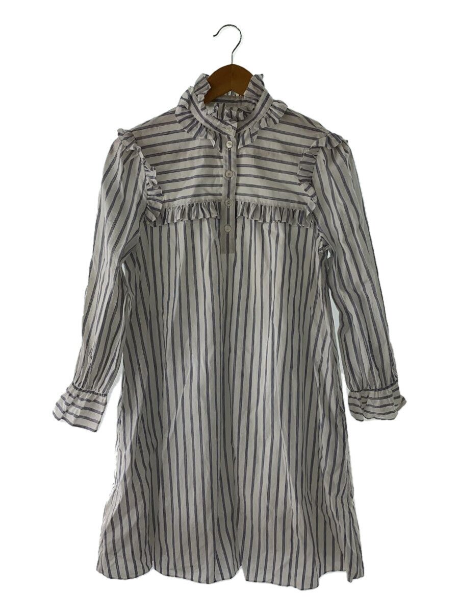 【中古】CELINE◆PRAIRIE FRILLED DRESS/長袖衣裳/38/綿織物/縞模様/2R6580771【レディース御召しもの】