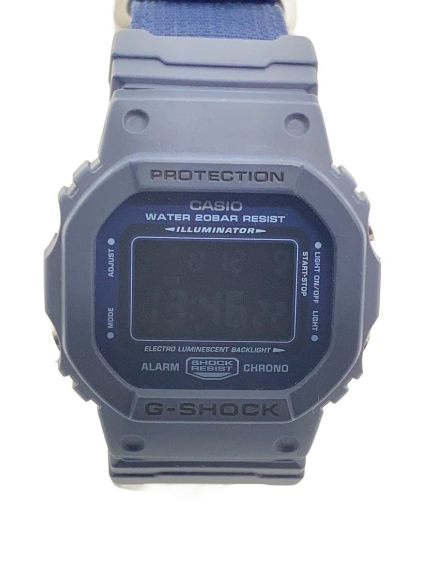 【中古】CASIO◆石英ウオッチ/デジタル/帆布/NVY/DW-5600LU【服飾雑貨他】