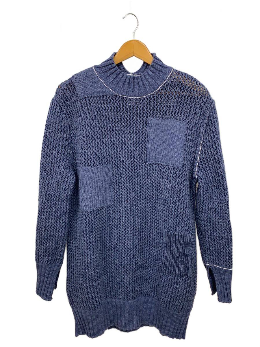 【中古】Maison Margiela◆Patch Knit Long Sweater/編み物・プルオーバー(朦々たる)/XS/アクリル樹脂/青碧【レディース御召しもの】