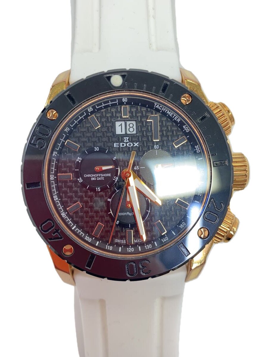 【中古】EDOX◆石英ウォッチ/アナログ/思われ人/BLK/WHT/10234-357RN-NIR//【服飾雑貨他】