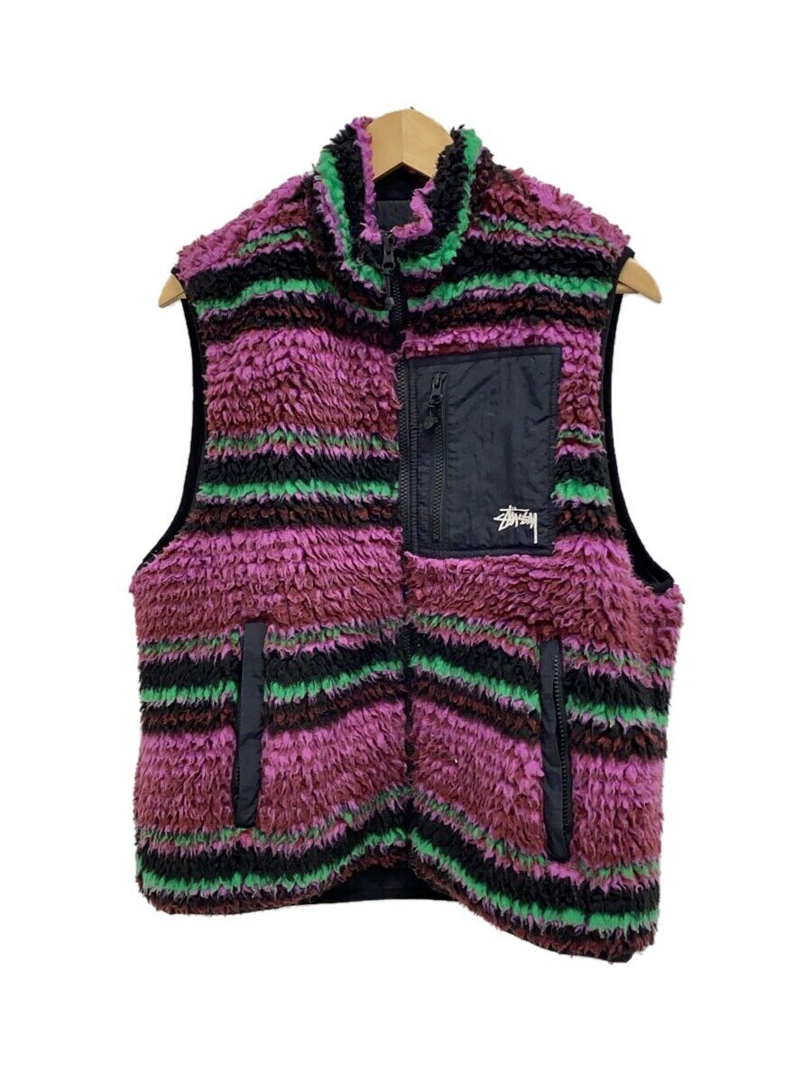 【中古】STUSSY◆フリースベスト/S/ポリエステル/PUP【メンズウェア】