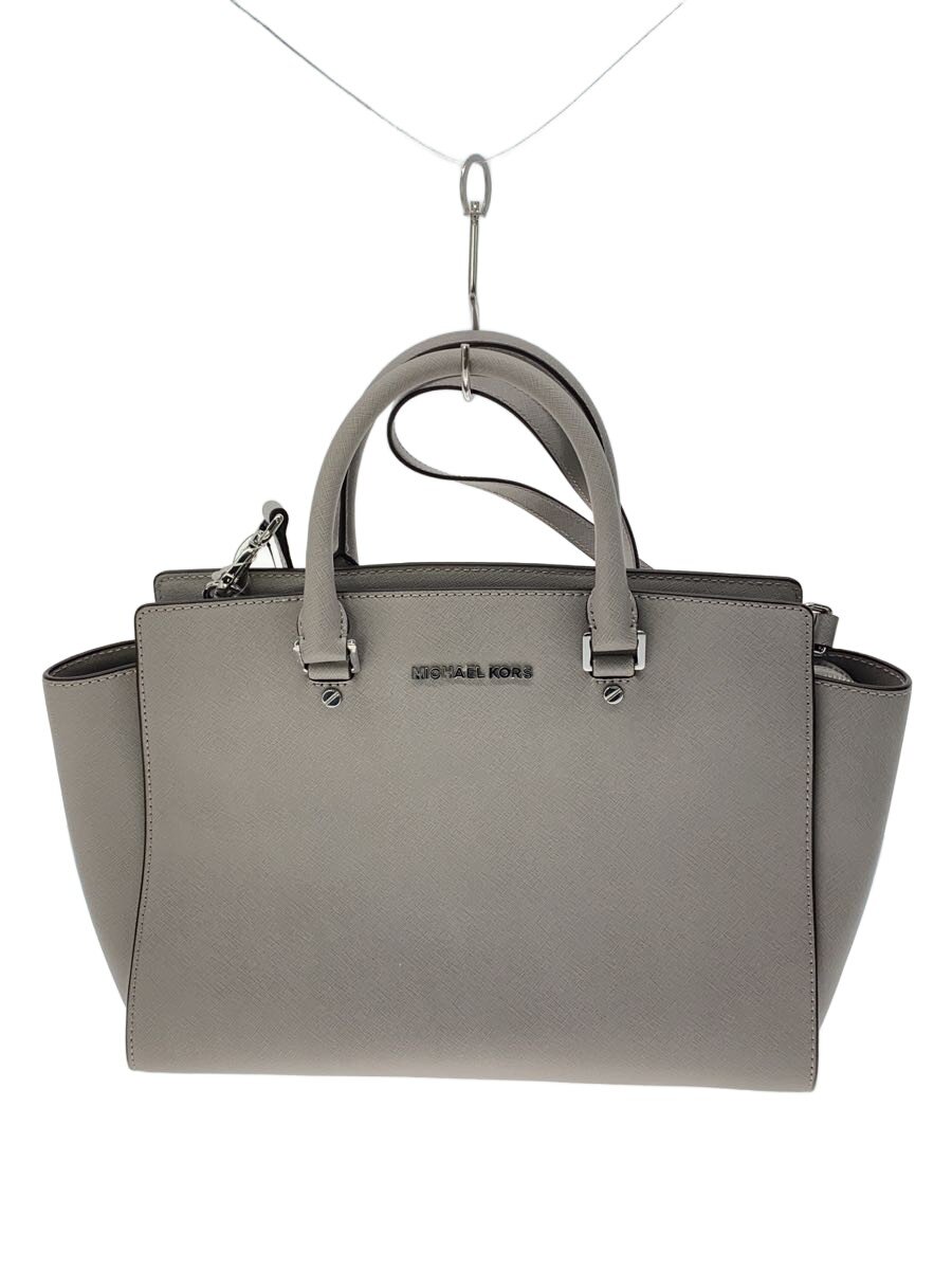 【中古】MICHAEL KORS◆ハンドバック/なめし革/GRY【御徒面子】