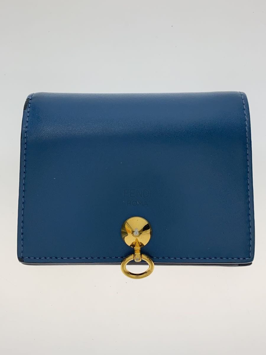 【中古】FENDI◆2つ折り銭入れ/バイザウェイ/なめし革/BLU/レディース/8m0387【服飾雑貨他】