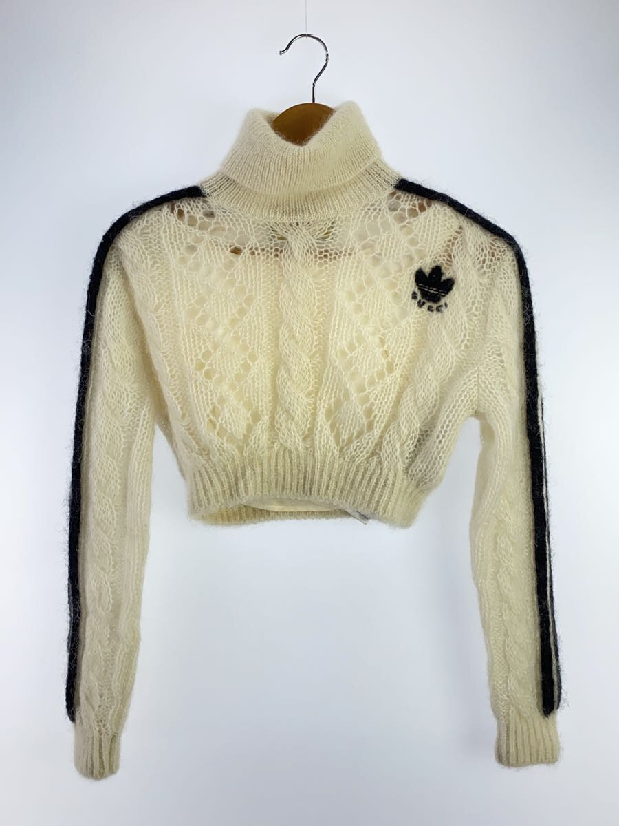 【中古】GUCCI◆絹地×アセテートタートルネックニット/×adidas/22AW/XS/モヘヤ/WHT/713023//【レディース御召しもの】