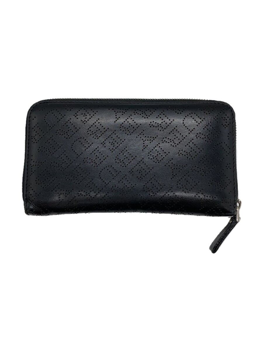 【中古】BURBERRY◆ロゴラウンドファスナー/長紙入れ/角スレ・コインヨゴレ/BLK/メンズ【服飾雑貨他】