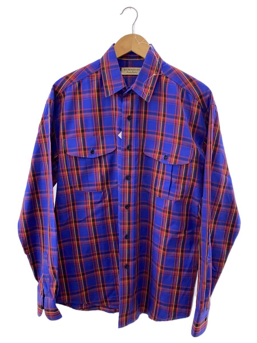 【中古】BURBERRY◆ノバチェック/ノヴァ読み合わせる/青色/下げ翼衣嚢/長袖プルオーバー/M/綿織物/BLU/読み合わせる//【メンズウェア】