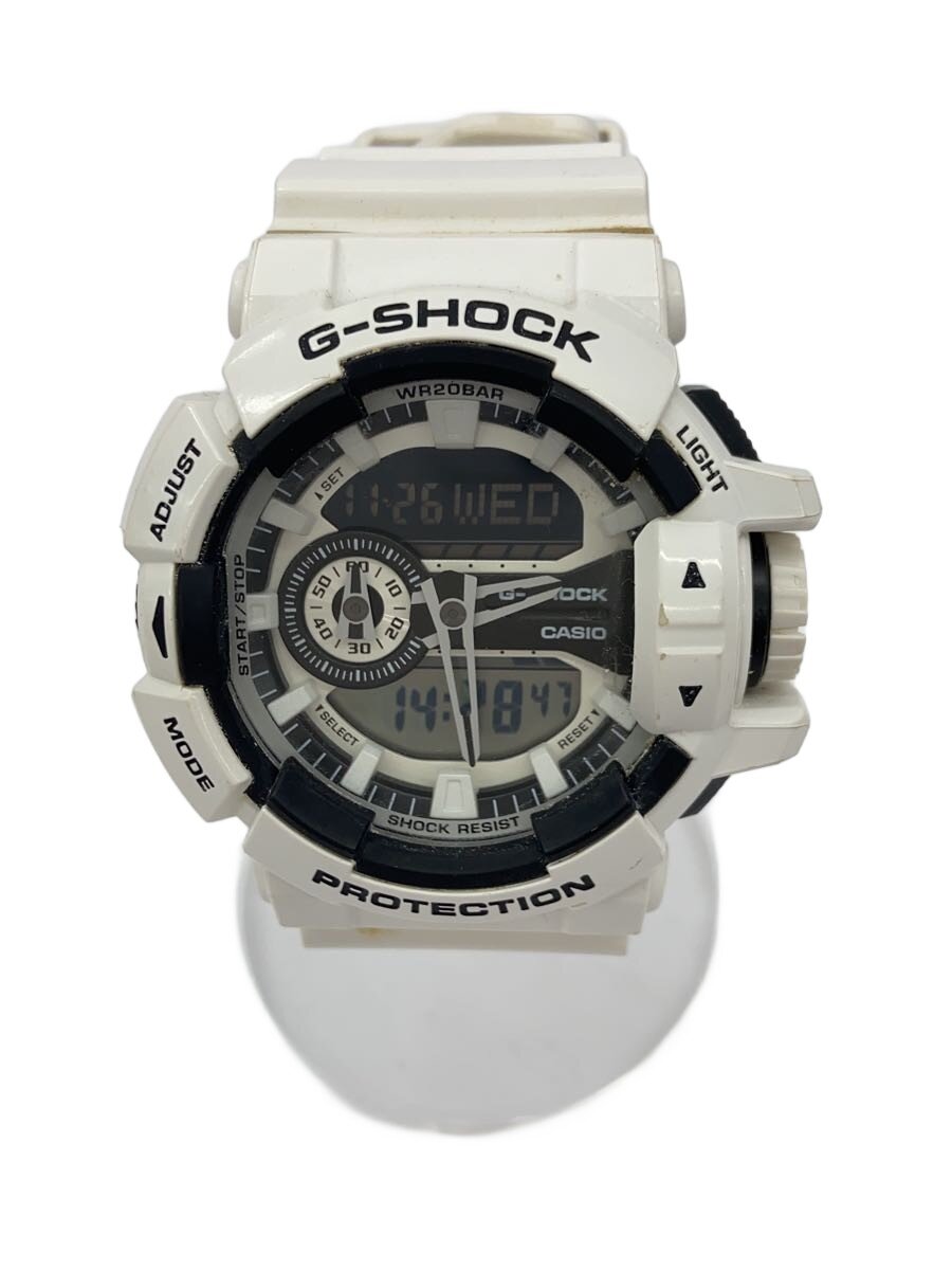 【中古】CASIO◆石英ウォッチ・G-SHOCK/デジアナ/WHT【服飾雑貨他】