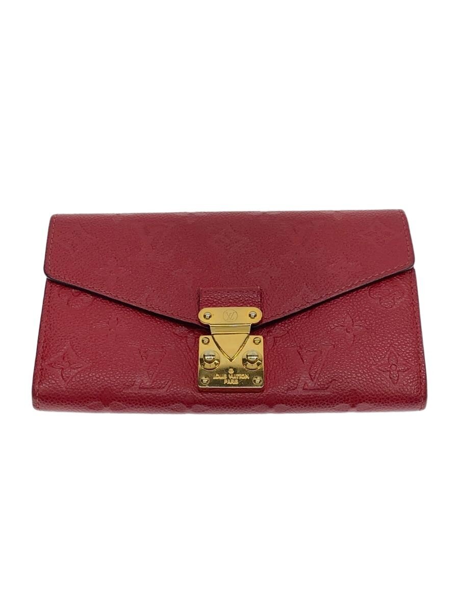 【中古】LOUIS VUITTON◆ポルト・フォイユ・メティス_モノグラム・アン工業プラント/牛皮/RED/レディース【服飾雑貨他】