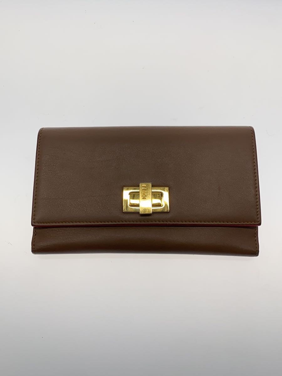 【中古】FENDI◆ピーカブー/長紙入れ/なめし革/CML/レディース//【服飾雑貨他】