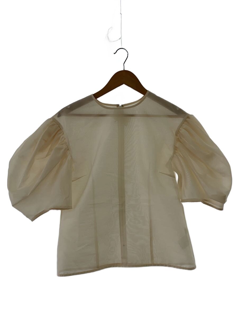 【中古】Cygne◆バックパフスリーブシースルートップス/半袖トップ/FREE/ポリエステル/BEG/CY2422-01【レディース御召しもの】