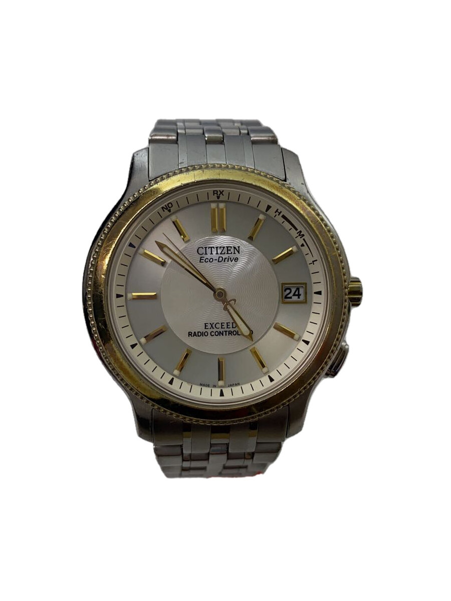 【中古】CITIZEN◆ソーラーウオッチ/アナログ/ステンレス鋼/WHT/SLV/SS/H111-T011446【服飾雑貨他】