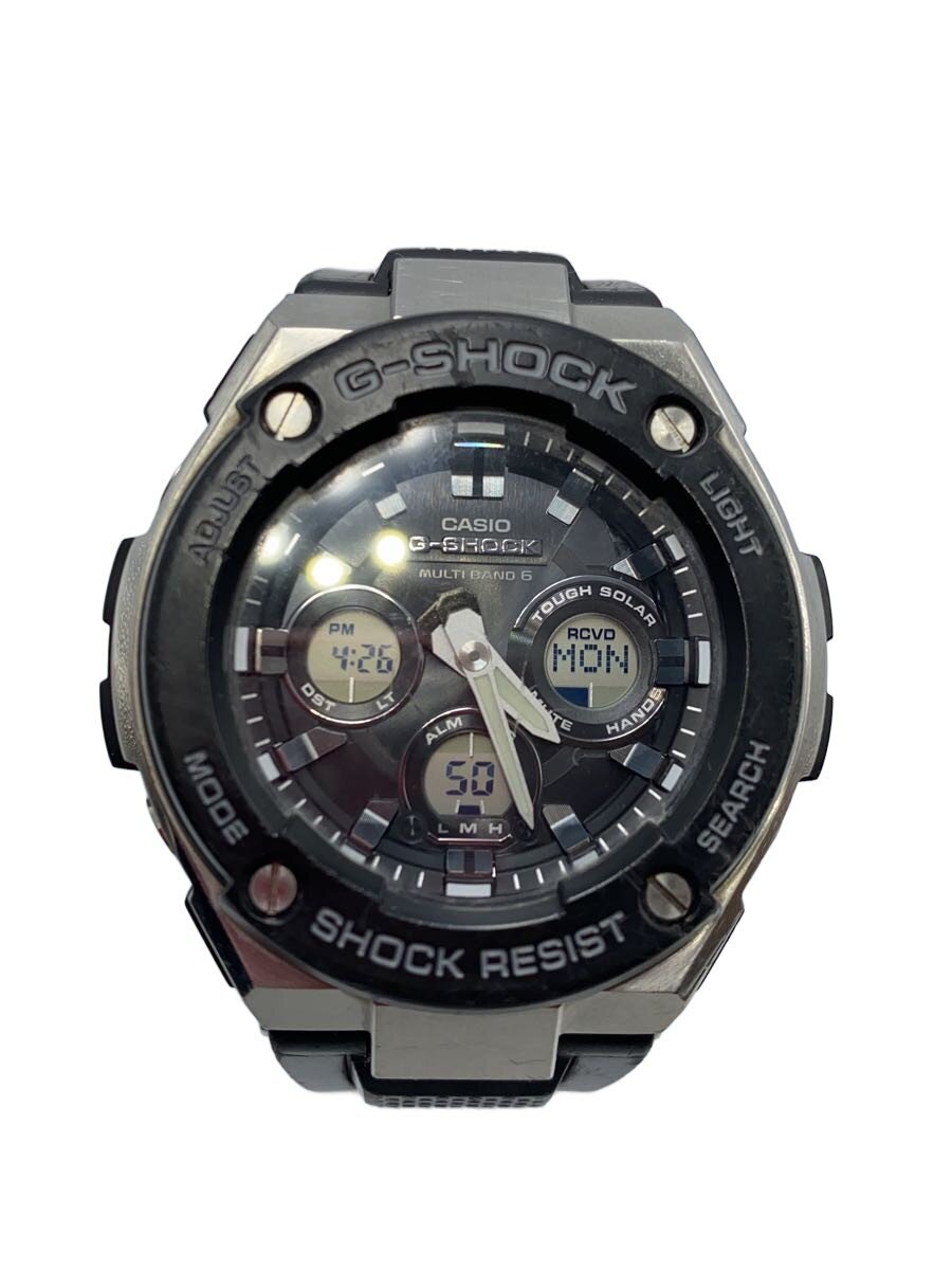 【中古】CASIO◆石英ウオッチ/アナログ/天然ゴム/BLK/BLK/GST-W300-1AJF【服飾雑貨他】