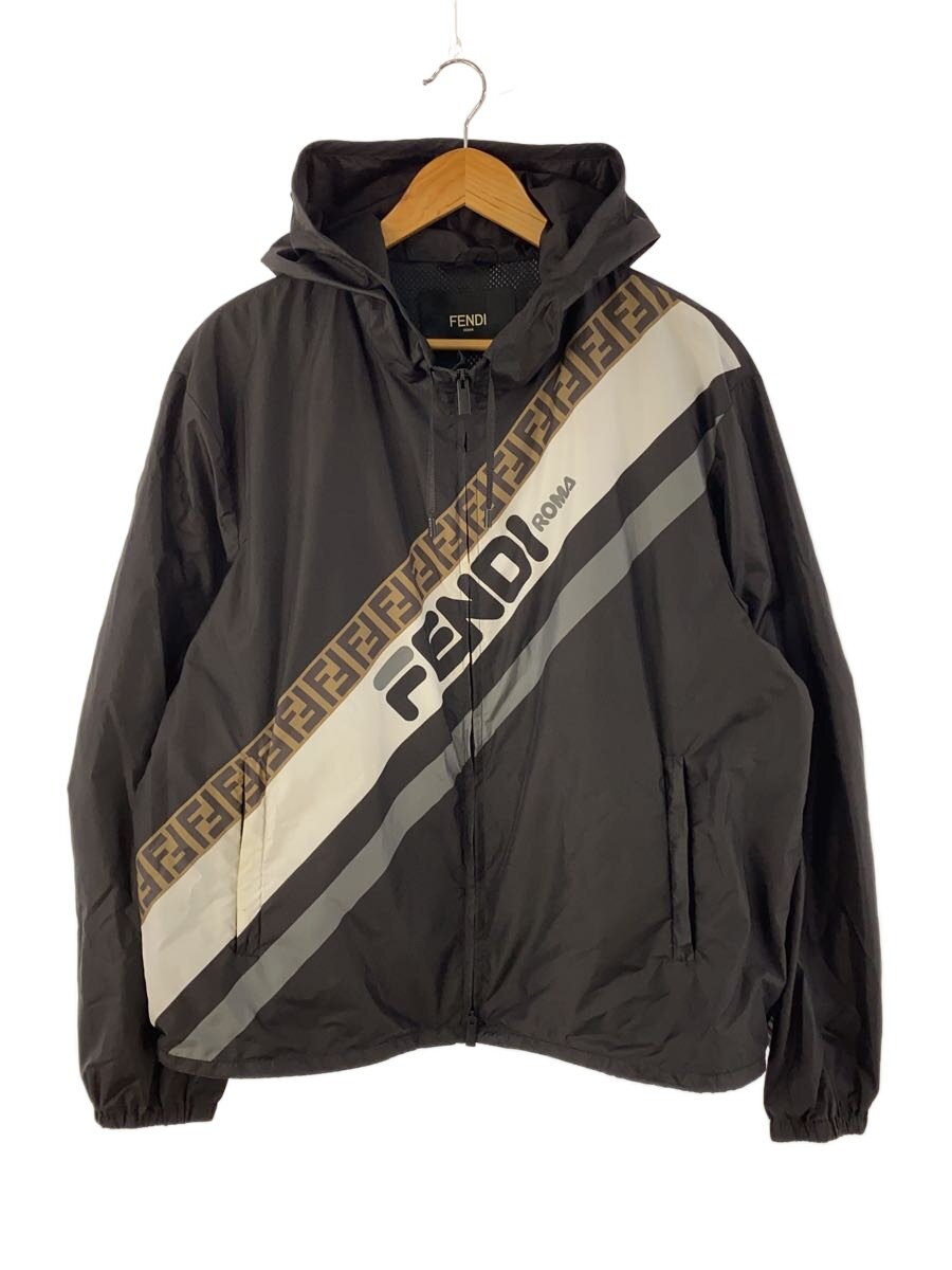 【中古】FENDI◆リバーシブルボンバージャケット/FFロゴタイプ/50/ポリエステル/BLK/FAA591 A53M//【メンズウェア】