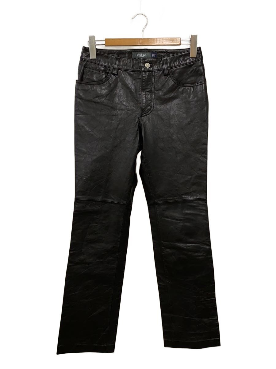 【中古】GAP◆00s/Y2K/6/ブーツカットパンツ/--/なめし革/BLK/無地【メンズウェア】