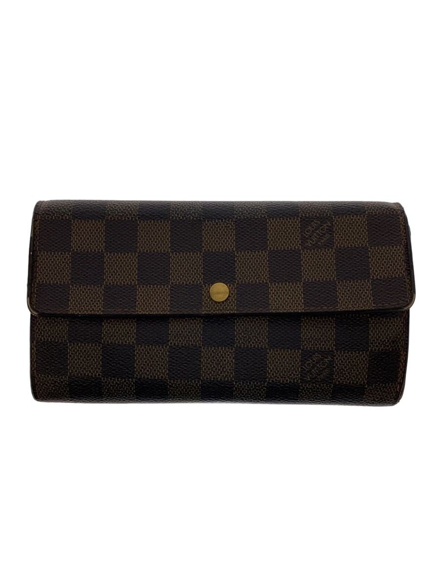 【中古】LOUIS VUITTON◆ポルト・トレゾール・インターナショナル_ダミエ・エベヌ/PVC/BRW/レディース【服飾雑貨他】