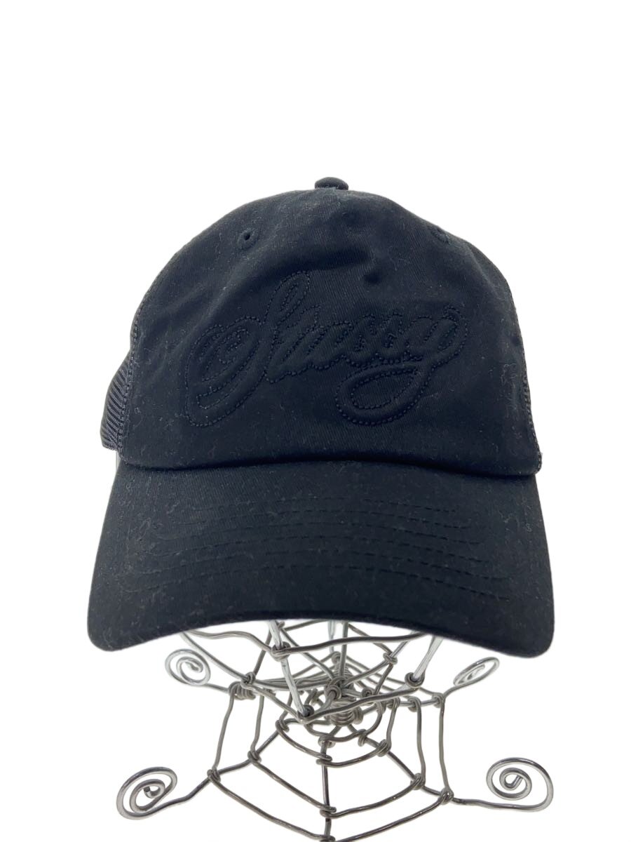 【中古】STUSSY◆25FW/STUSSY CURSIVE STITCH SNAPBACK/旗がしら/綿織物/BLK/メンズ【服飾雑貨他】