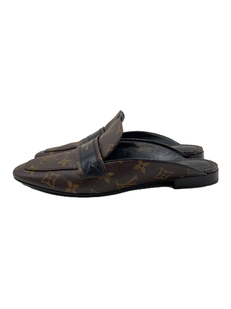 【中古】LOUIS VUITTON◆シューズ/37/BRW/PVC/ミュール/モノグラム【シューズ】