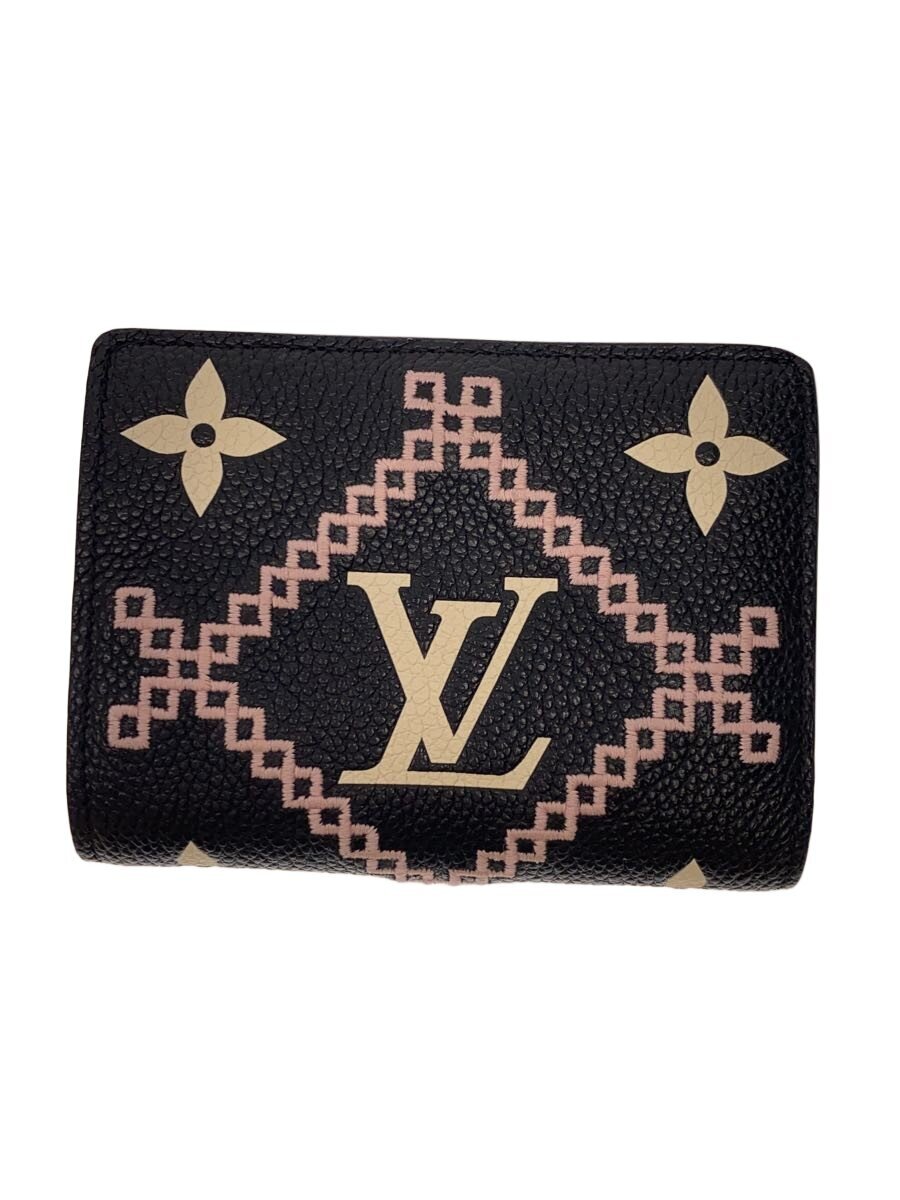 【中古】LOUIS VUITTON◆ポルト・フォイユ・クレア_モノグラム・アンプラント・ブロデリー/なめし革/BLK/レディース//【服飾雑貨他】