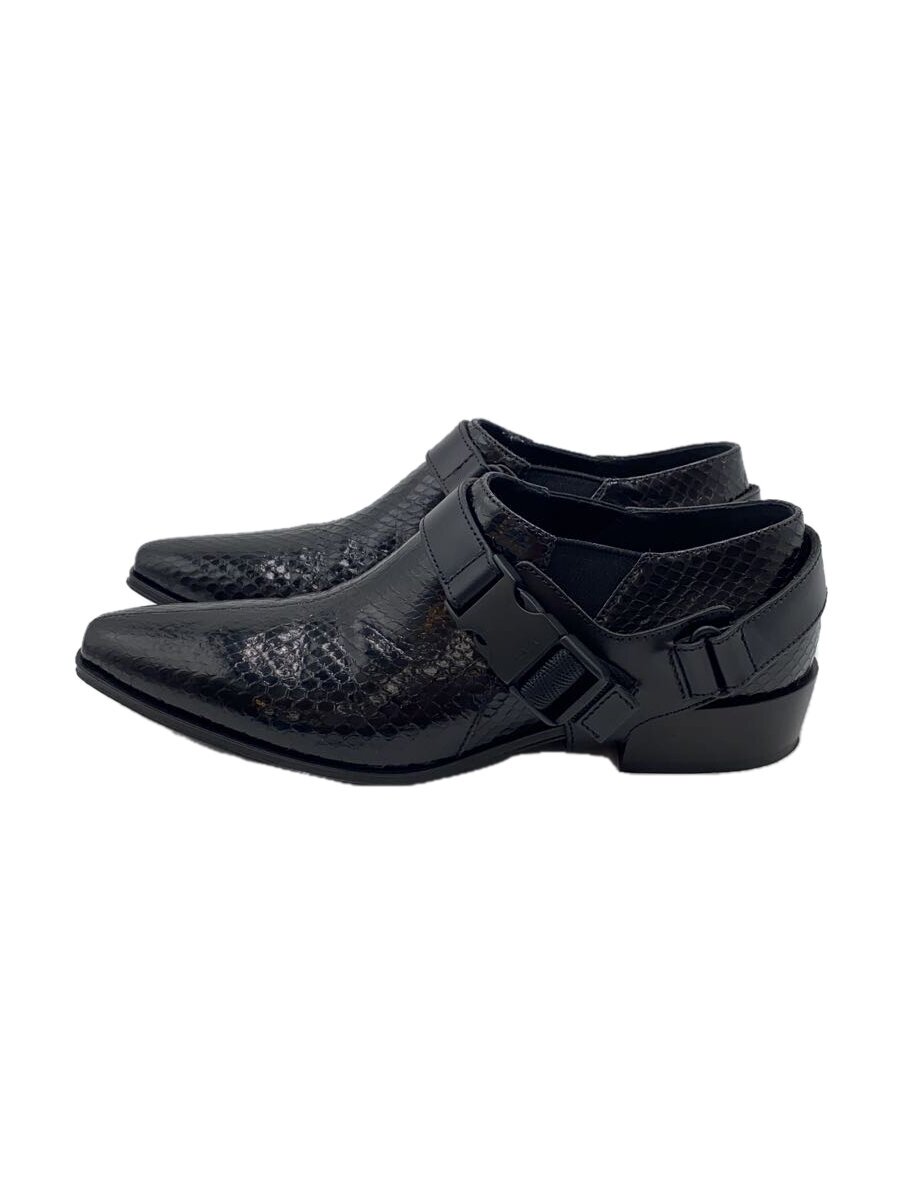 【中古】PRADA◆置き目毛皮/36.5/BLK/エナメル/パイソン/バックル取りはらい能力のある【シューズ】