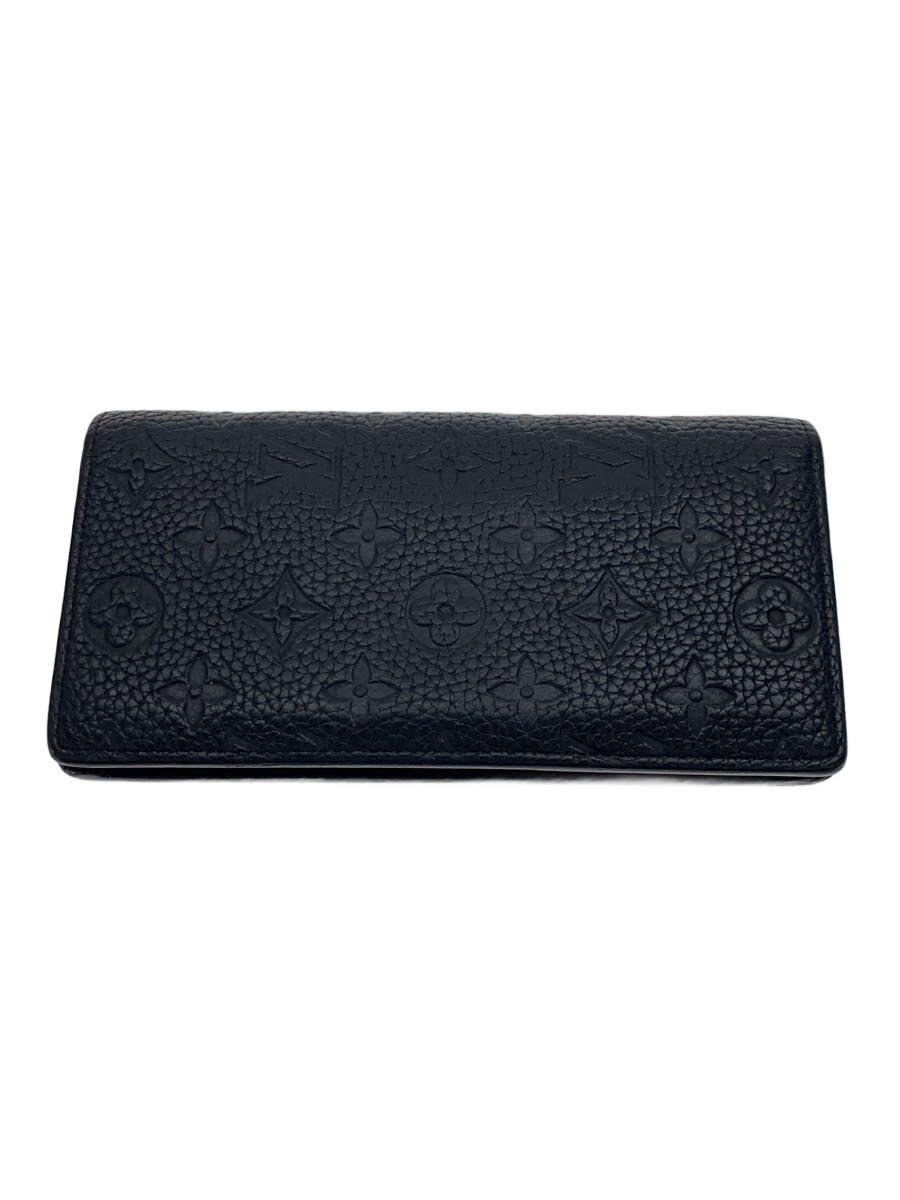 【中古】LOUIS VUITTON◆ポルト・フォイユ・ブラザ_トリヨン・モノグラム/レザー/BLK/メンズ【服飾雑貨他】