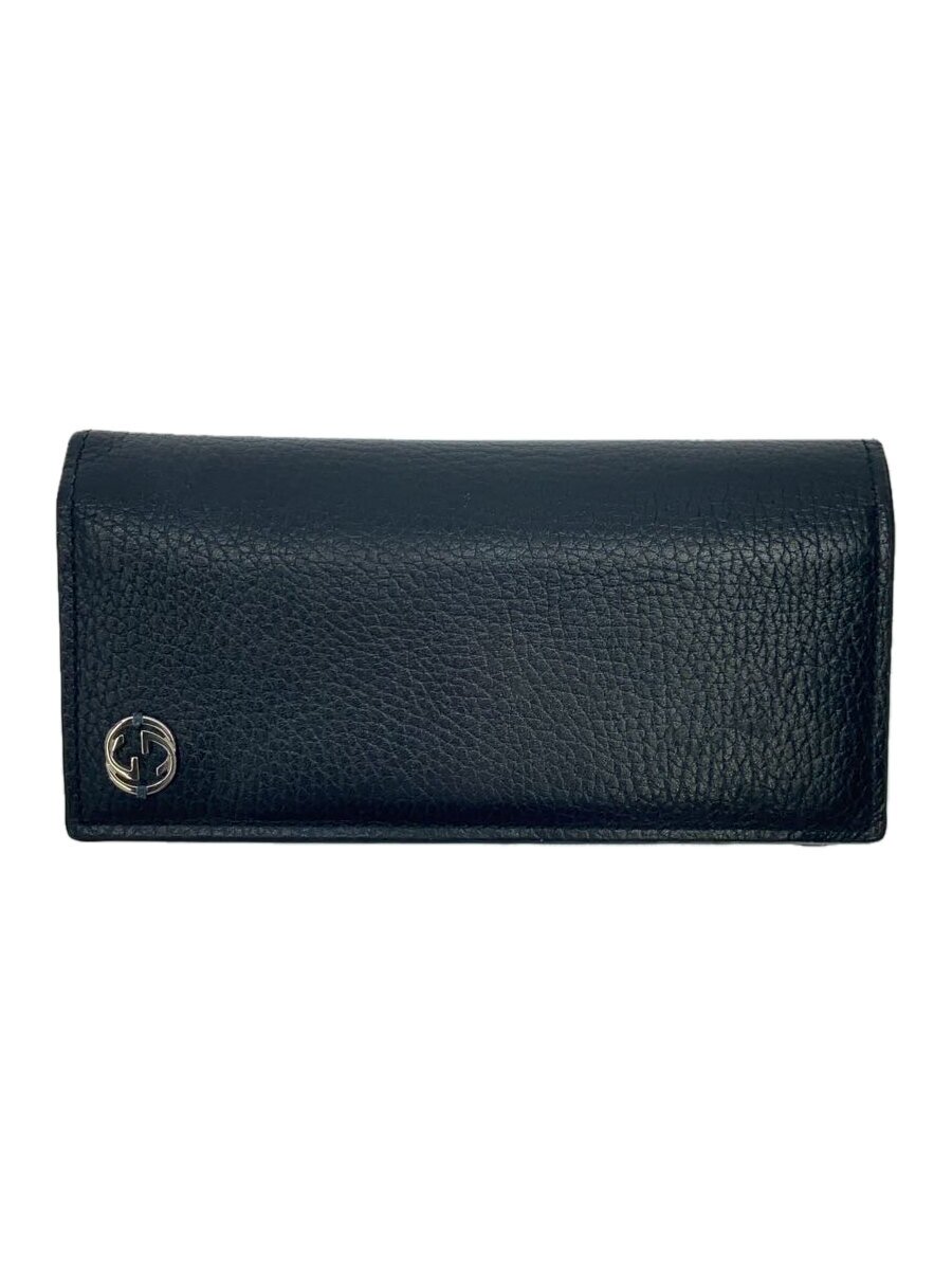 【中古】GUCCI◆長金入れ_インターロッキングG/なめし革/BLK/無地/レディース//【服飾雑貨他】