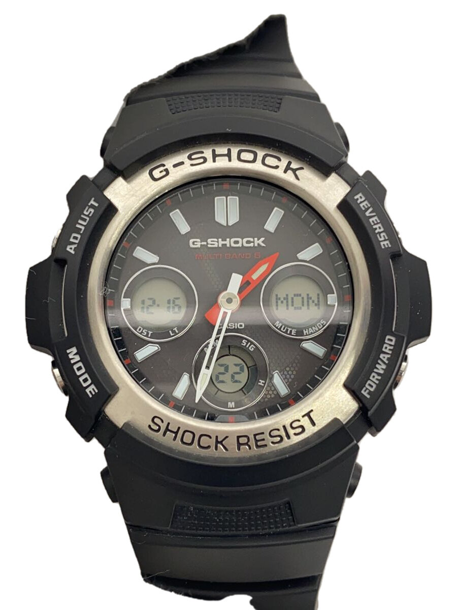 【中古】CASIO◆ソーラーウオッチ・G-SHOCK/デジアナ/BLK【服飾雑貨他】