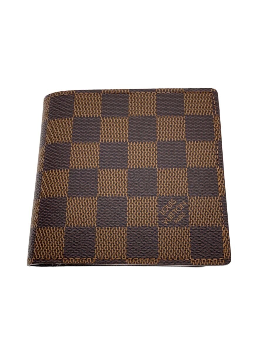 【中古】LOUIS VUITTON◆ポルト・フォイユ・マルコ_ダミエ・エベヌ/PVC/BRW/レディース【服飾雑貨他】