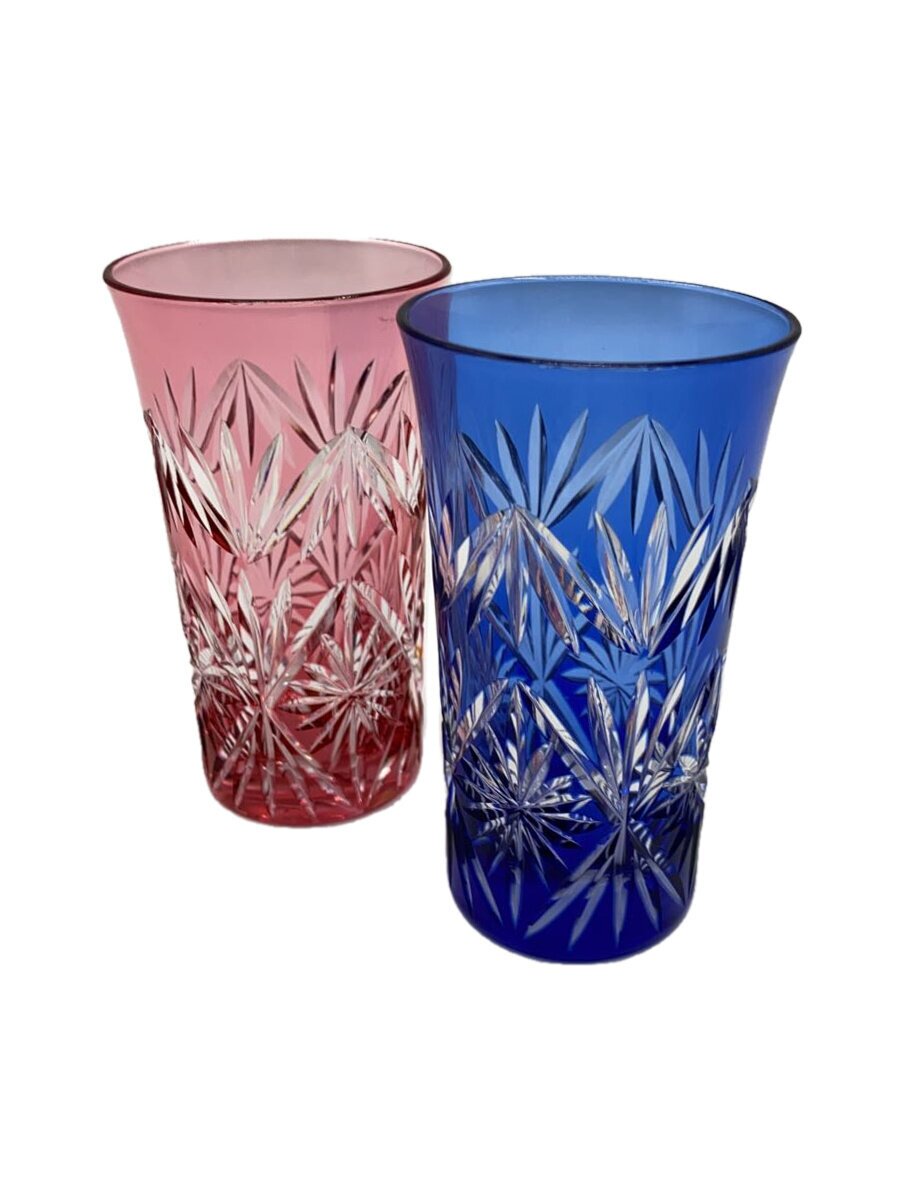 【中古】KAGAMI CRYSTAL◆クリスタル江戸切子/グラス/2点セット【キッチン用品】