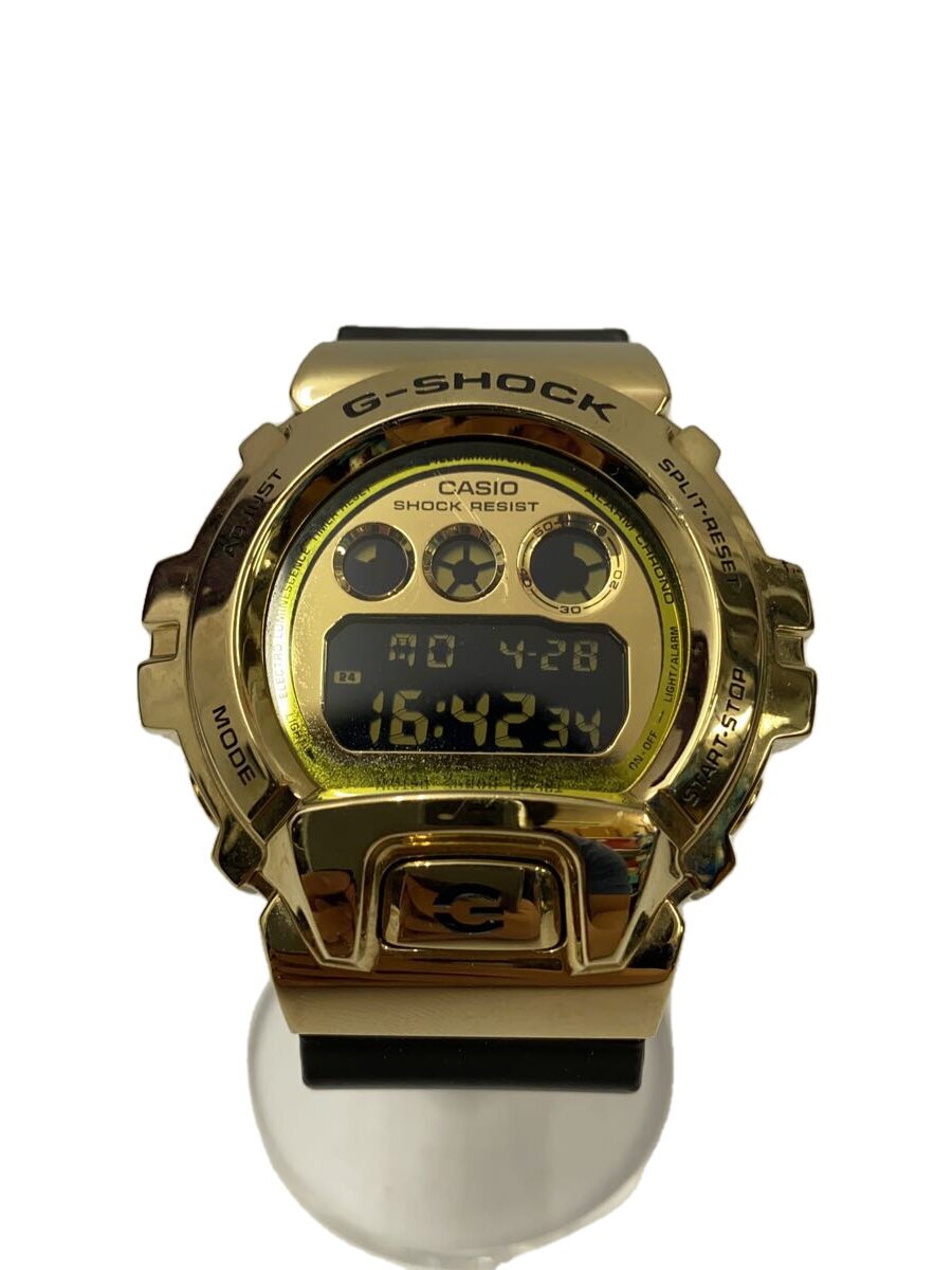 【中古】CASIO◆石英ウオッチ_G-SHOCK/デジタル/天然ゴム/GLD/BLK【服飾雑貨他】