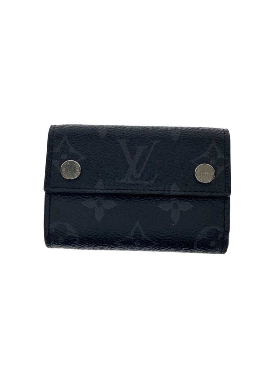 【中古】LOUIS VUITTON◆ディスカバリーコンパクトウォレット_モノグラム・エクリプス/レザー/BLK/総柄/メンズ【服飾雑貨他】