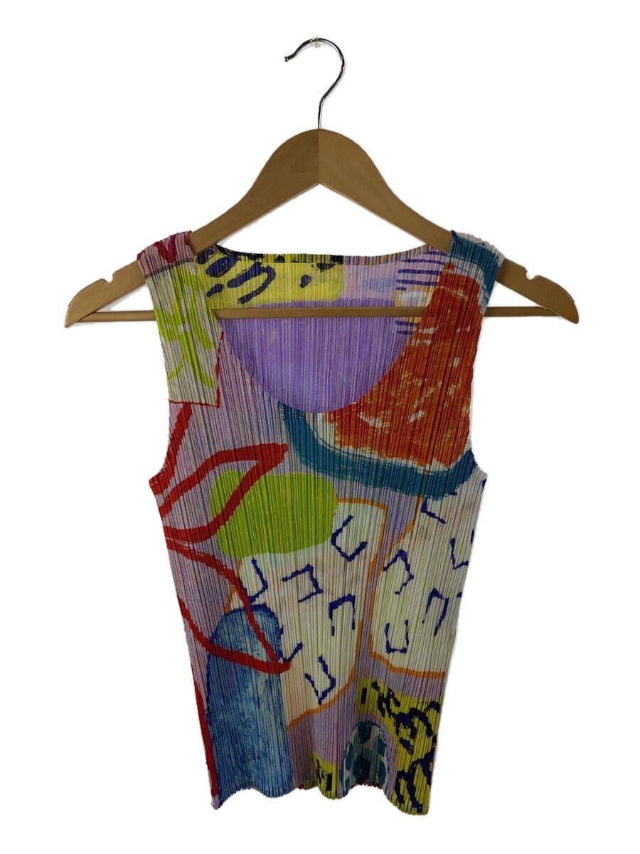 【中古】PLEATS PLEASE ISSEY MIYAKE◆ノースリーブカットソー/--/ポリエステル/マルチ色合い/無地/pp12-jk411【レディース御召しもの】