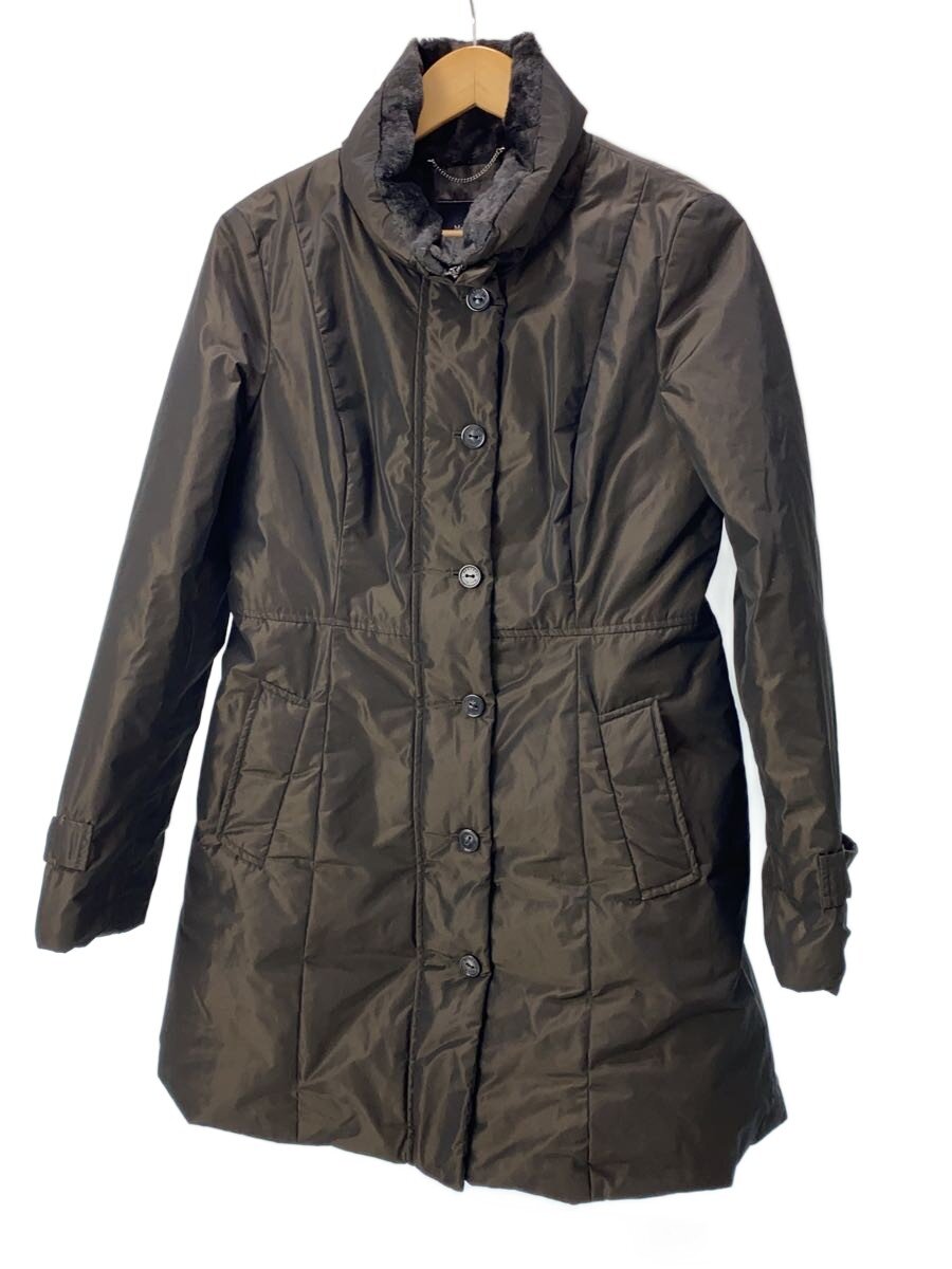 【中古】MAX MARA◆厚地の外套/40/ポリエステル/BRW/無地【レディースお召しもの】
