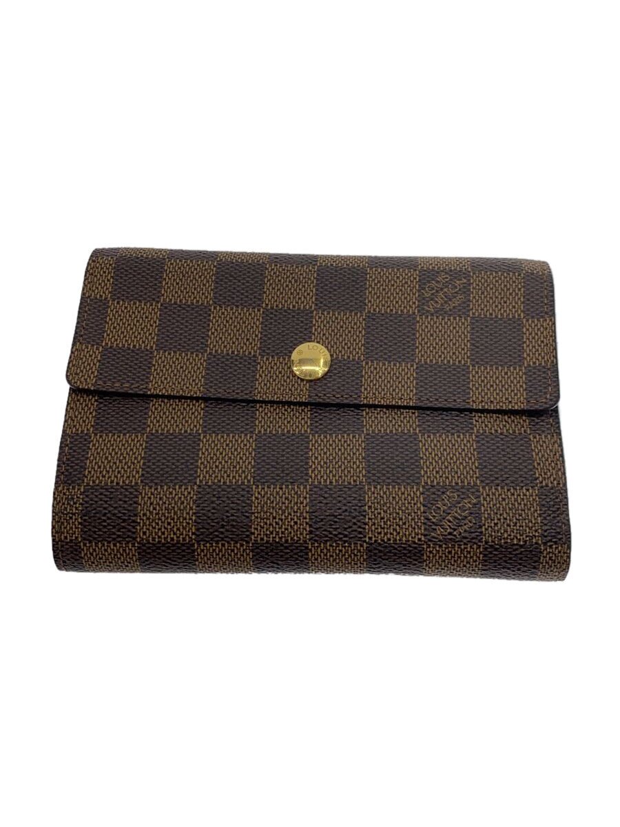 【中古】LOUIS VUITTON◆ポルト・フォイユ・アレクサンドラ_ダミエ・エベヌ/PVC/BRW/総柄/レディース【服飾雑貨他】