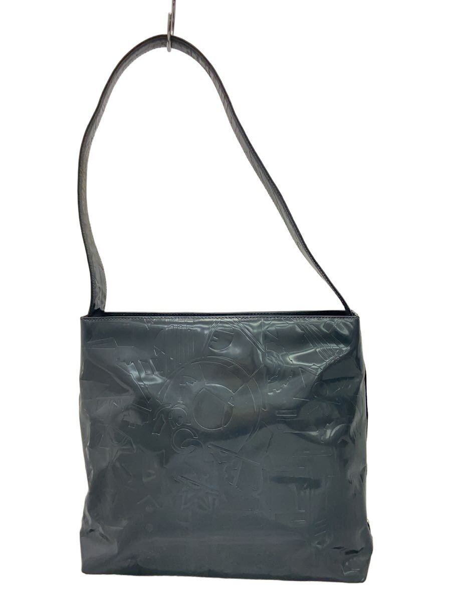 【中古】PRADA◆御徒面子/エナメル/BLK【御徒面子】