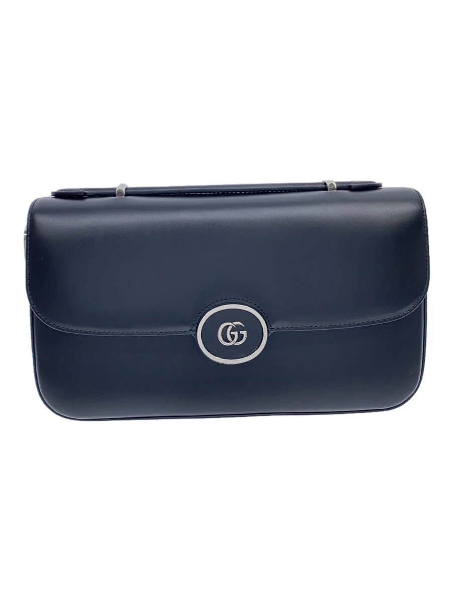 【中古】GUCCI◆ショルダーバッグ/ダブルG一皿/2way/なめし革/BLK/739721【御徒面子】