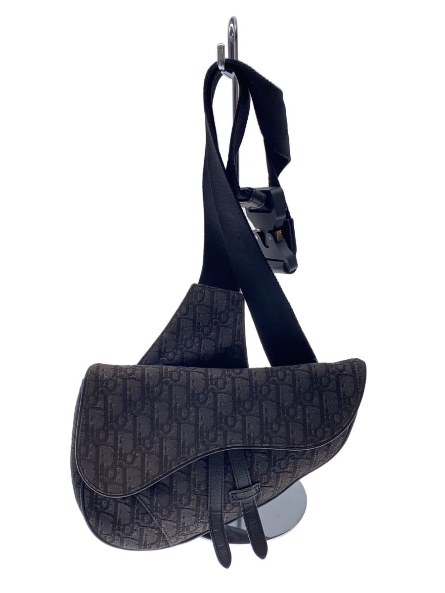 【中古】Dior HOMME◆サドル御徒面子/オブ漏れる/ジャガード/ショルダーバッグ/帆布/BLK/総柄【御徒面子】