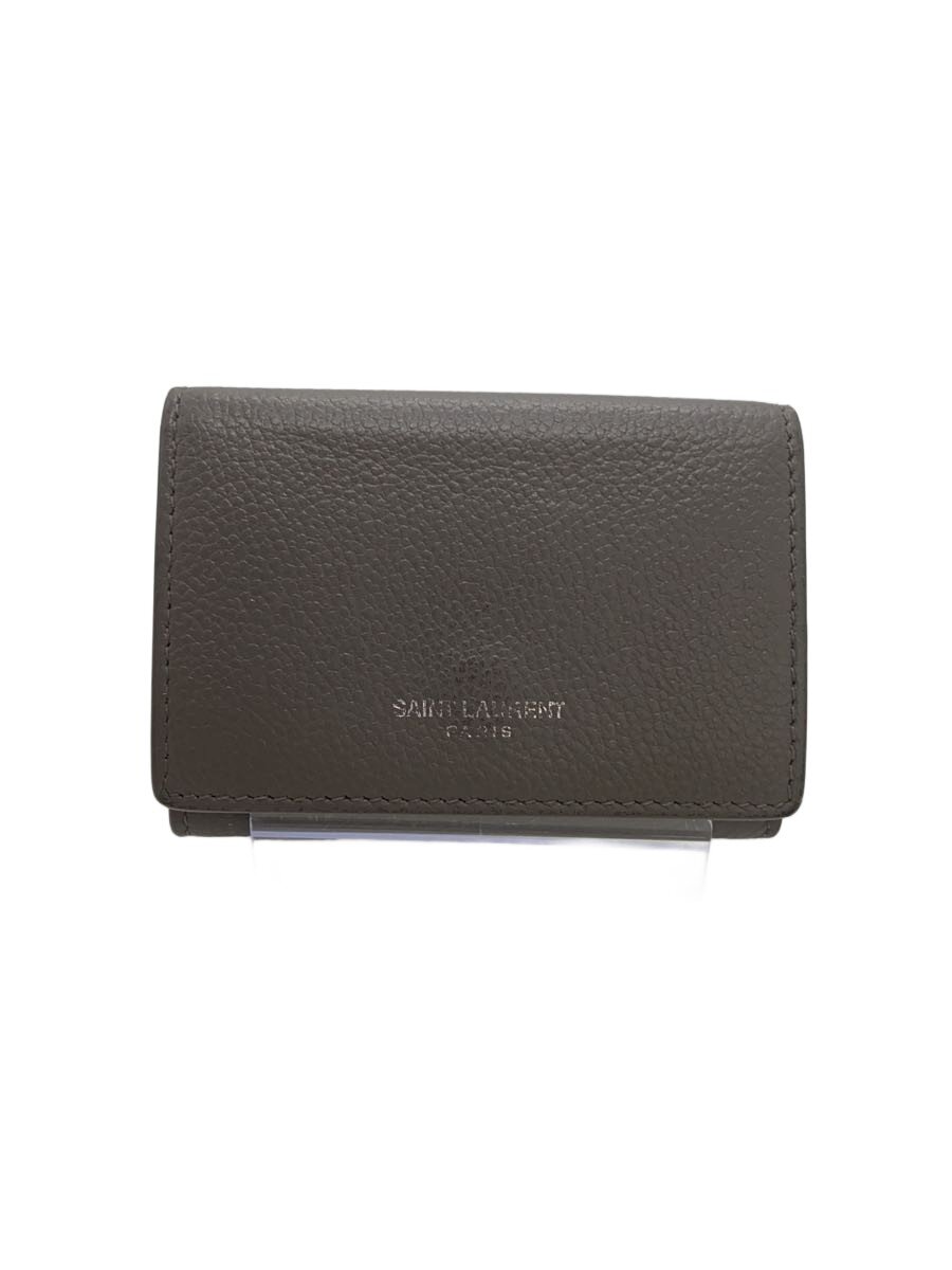 【中古】SAINT LAURENT◆タイニーウォレット/3つ折り紙入れ/なめし革/GRY/レディース/459784【服飾雑貨他】