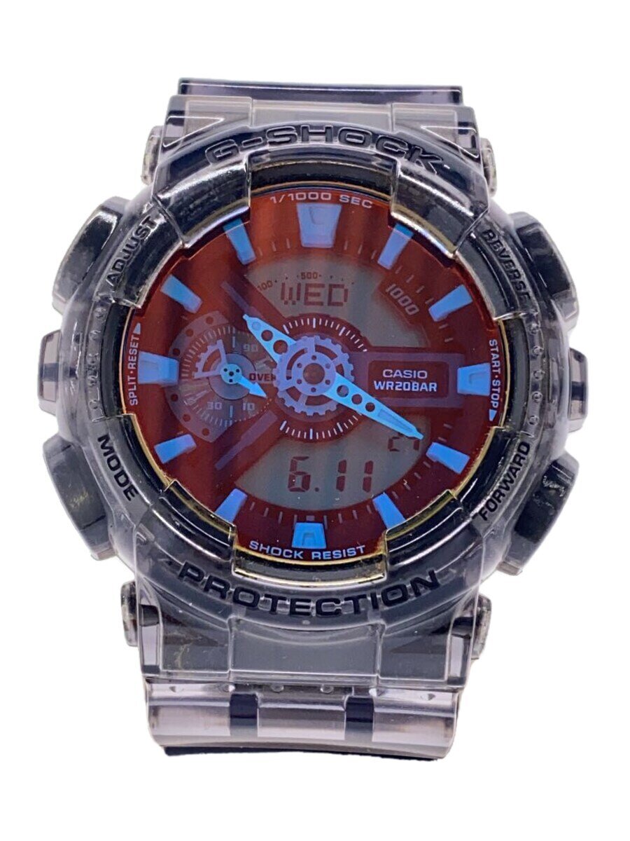 【中古】CASIO◆石英ウオッチ_G-SHOCK/デジアナ/天然ゴム/ORN/GRY//【服飾雑貨他】