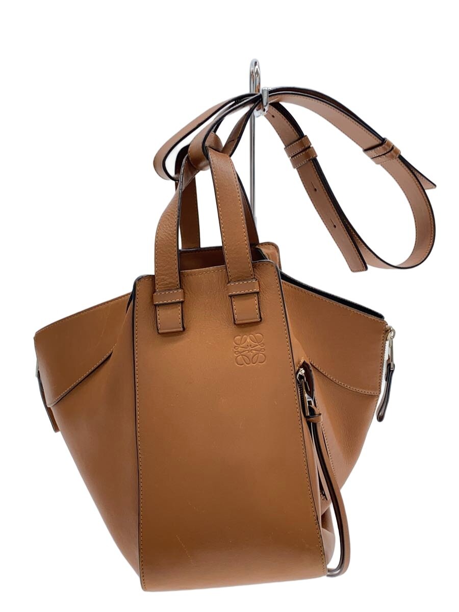 【中古】LOEWE◆ハンモック 並み並み/ショルダーバッグ/なめし革/BRW/無地/擦れ有【御徒面子】