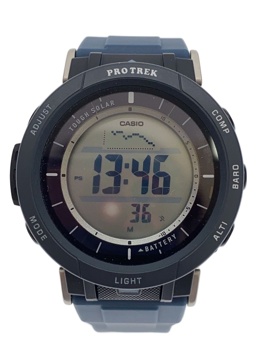 【中古】CASIO◆CASIO/ソーラーウオッチ_PRO TREK/デジタル/BLU【服飾雑貨他】