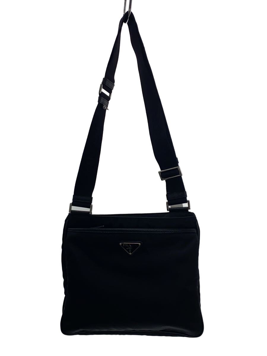 【中古】PRADA◆Re-Nylon/三角一皿/ショルダーバッグ/ナイロン/BLK/無地/2VH118【御徒面子】