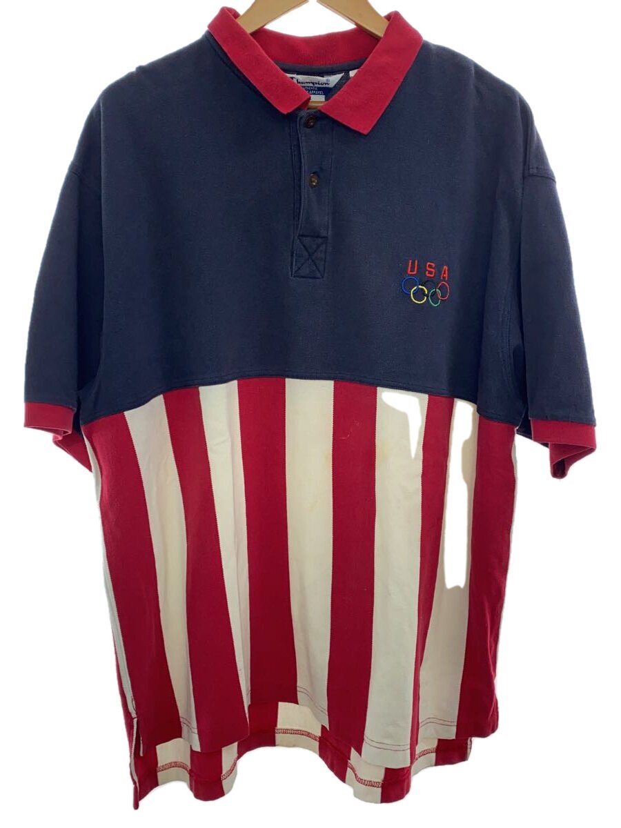 【中古】Champion◆スポーツシャツ/XXL/綿織物/NVY/物質の状態思いめぐらす【メンズウェア】