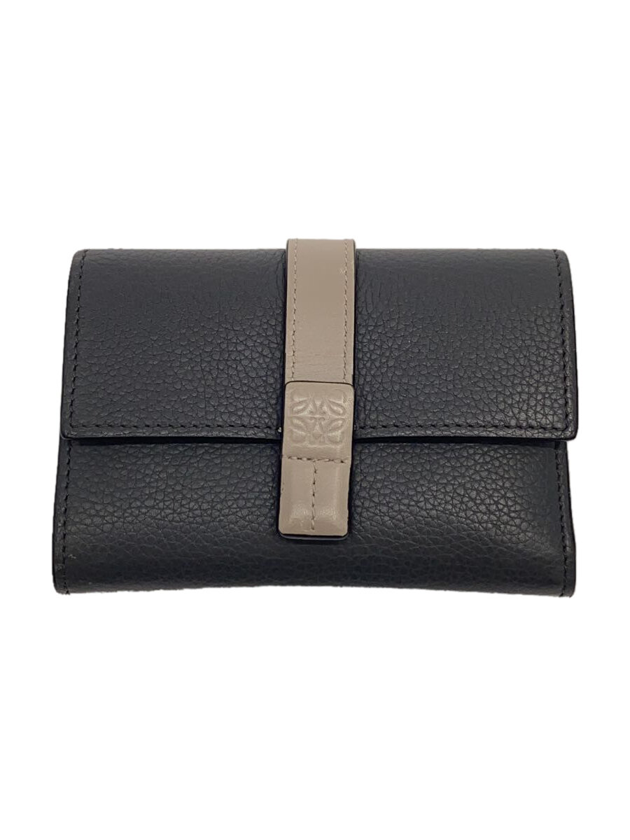 【中古】LOEWE◆3つ折り札入れ/なめし革/GRY/レディース【服飾雑貨他】