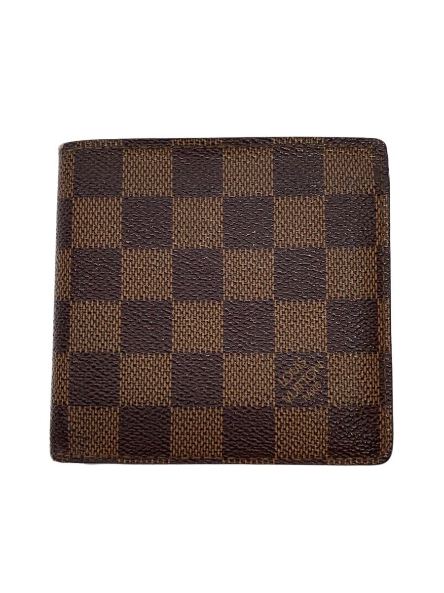 【中古】LOUIS VUITTON◆ポルト・フォイユ・マルコ_ダミエ・エベヌ/PVC/BRW/メンズ【服飾雑貨他】