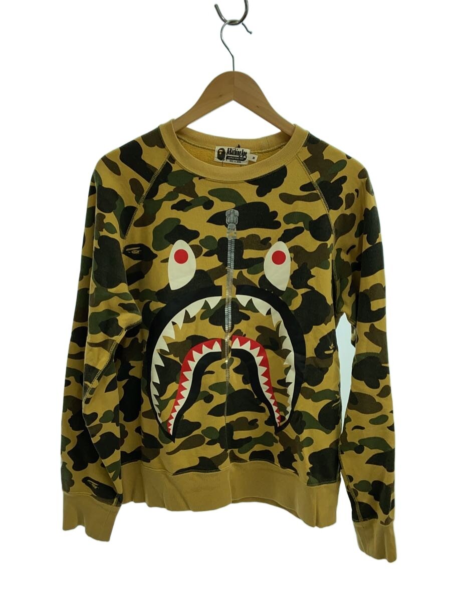 【中古】A BATHING APE◆1ST CAMO SHARK CREWNECK/汗水/M/綿織物/KHK/家鴨フラ【メンズウェア】