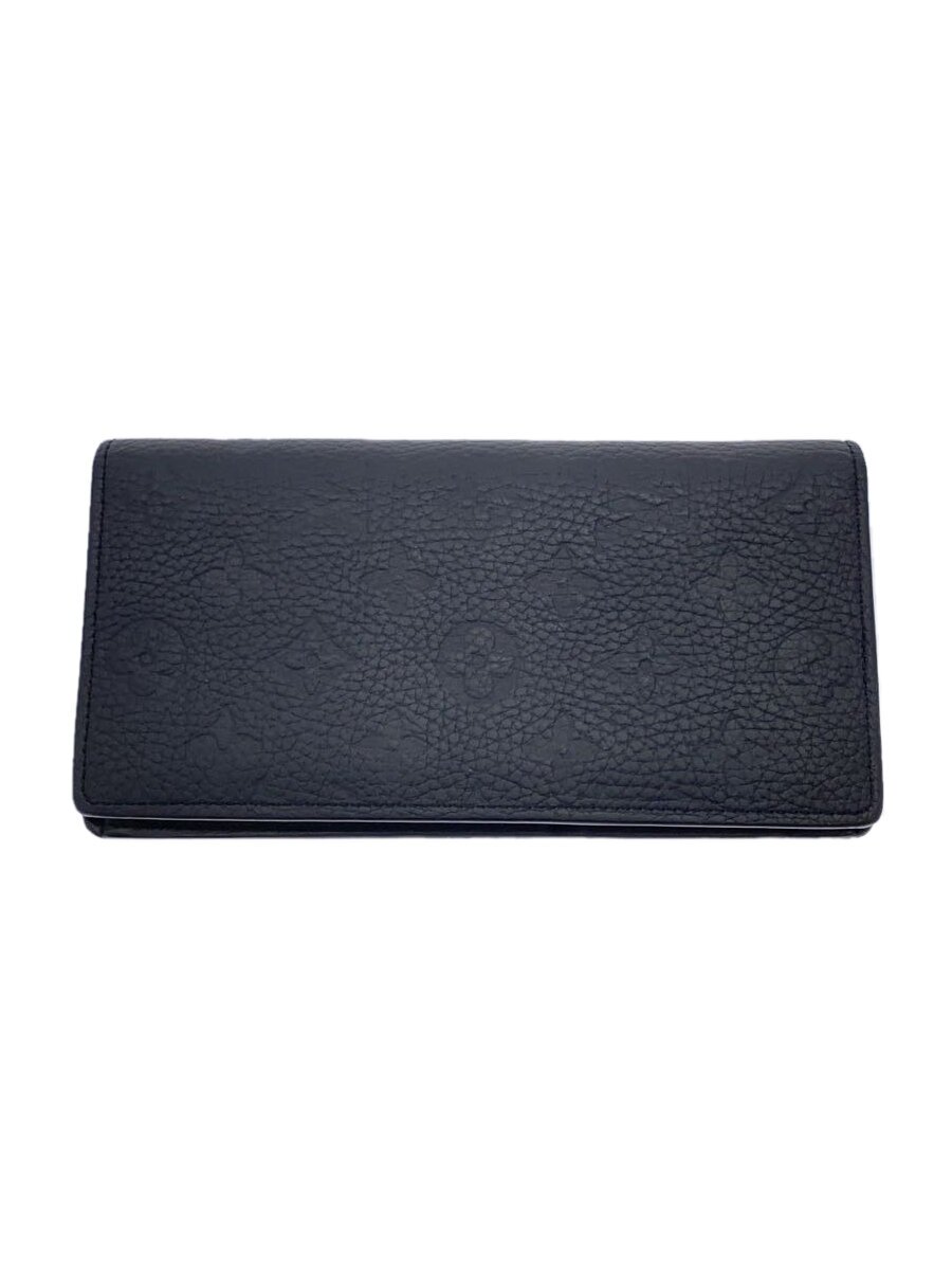 【中古】LOUIS VUITTON◆ポルト・フォイユ・ブラザ_トリヨン・モノグラム/レザー/BLK/メンズ【服飾雑貨他】